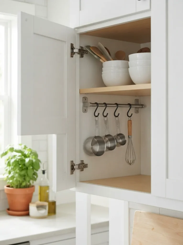 Smart Cabinet Door Rail for Measuring Cups and Kitchen Tools