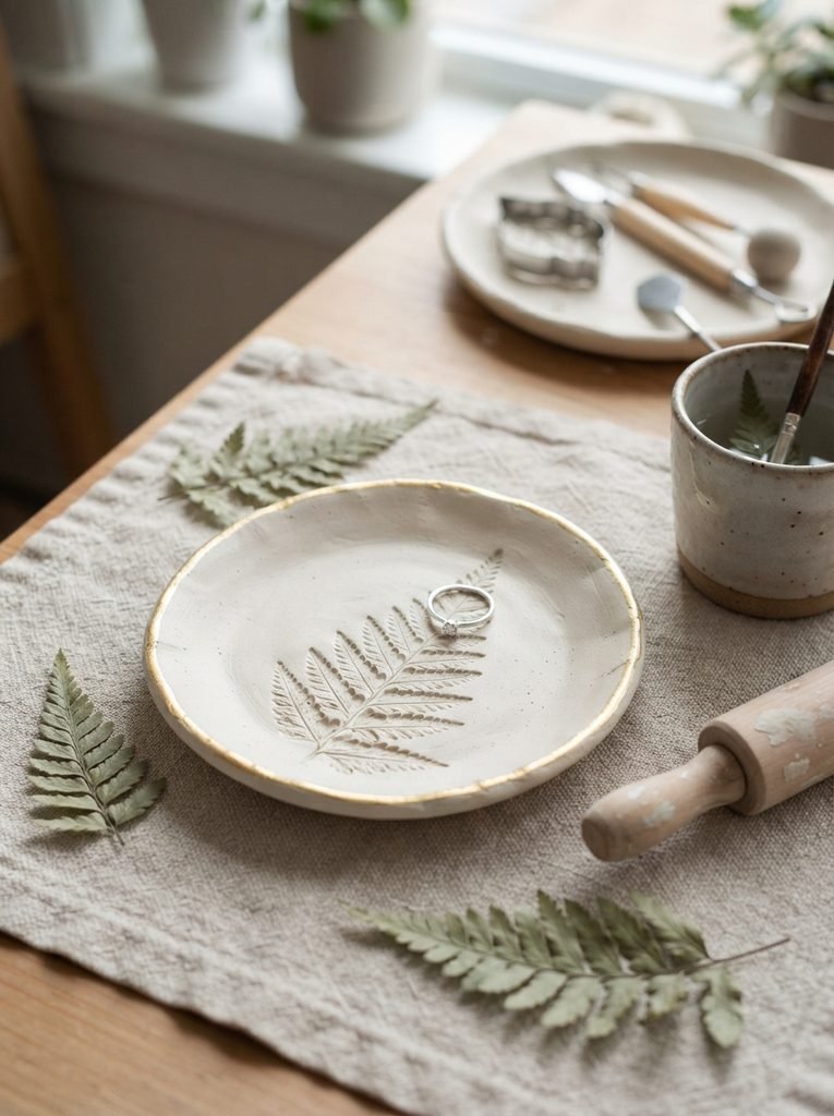 DIY Fern Trinket Dish 🌿✨

Create a beautiful handmade clay dish with a delicate fern imprint and a gold-painted rim. Perfect for holding rings and adding a natural, elegant touch to your home!