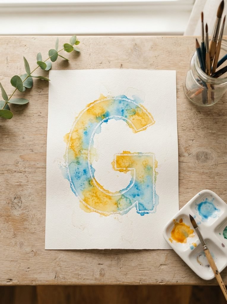 Watercolor Letter G Craft 🎨

A beautiful DIY watercolor resist letter G using white crayon, marigold yellow, and sky blue. A simple, creative, and colorful art project for kids!