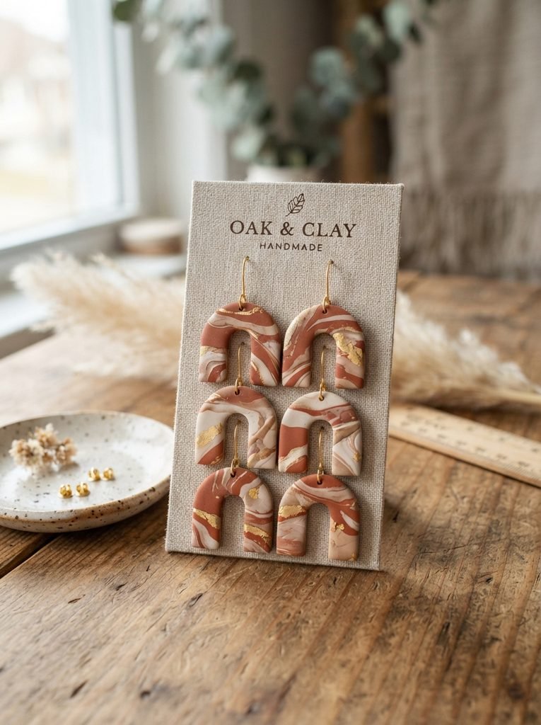 Handmade elegance in warm terracotta, cream, and gold. Perfect for minimalist style and thoughtful gifts.