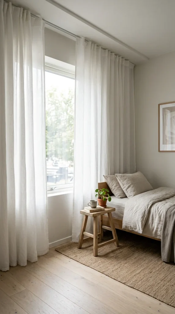  Hang Ceiling-High Linen Curtains on a Track
