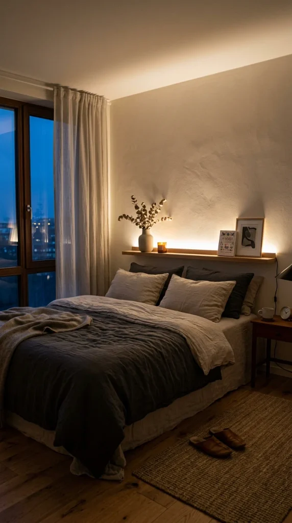 Add a Warm LED Glow Behind the Headboard
