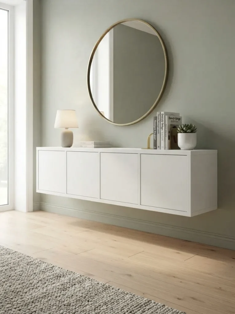 Floating Kallax makeover in a stylish small living room