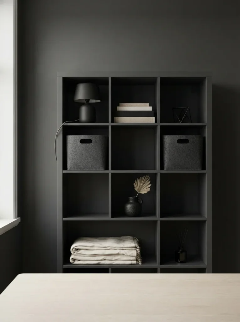 IKEA Kallax single-pedestal desk in a modern home office.
